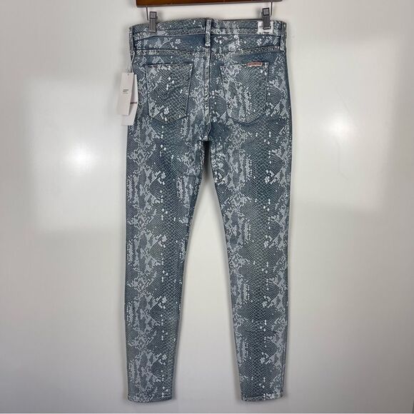 NEW Hudson Nico Mid Rise Super Skinny Jeans Blue Snake Print Women's Size 27 - Picture 4 of 9